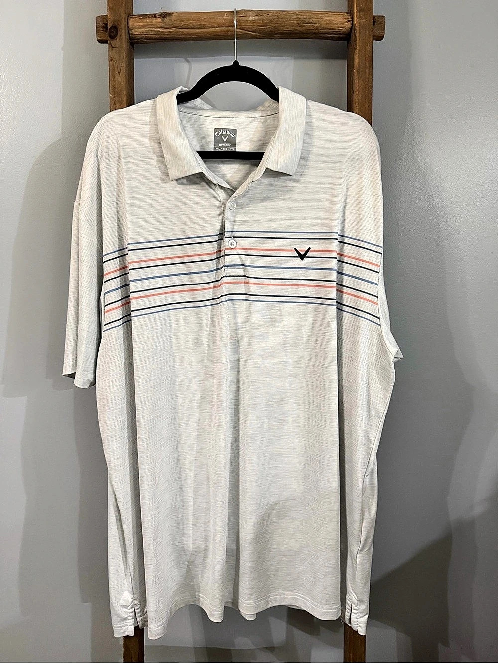 Callaway Opti-Dri Multi-Stripe Performance Golf Polo White XXL